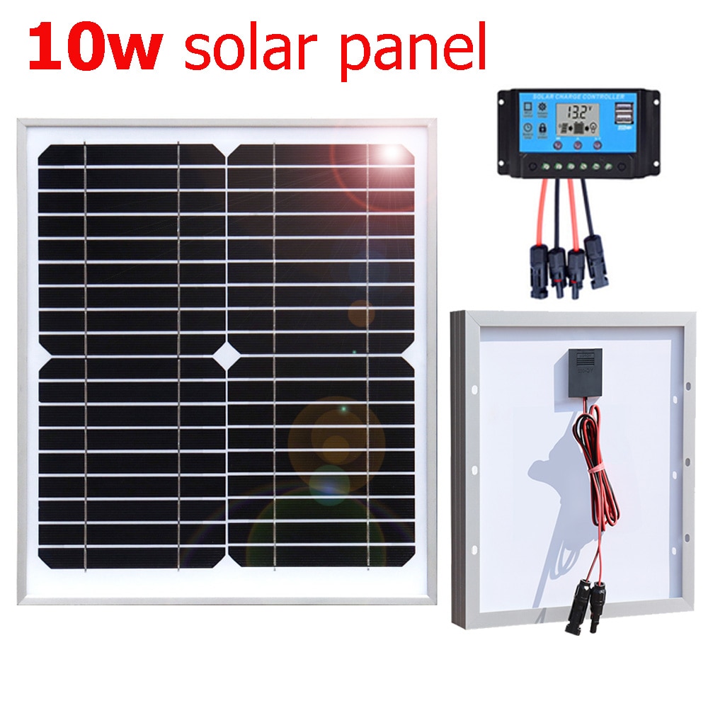 10W zonnepaneel set zonnepanelen 12V Kit Glas Solar Charger System Voor Light Camera Powerbank Auto Rv Boot Waterdicht Monokristallijn reizen