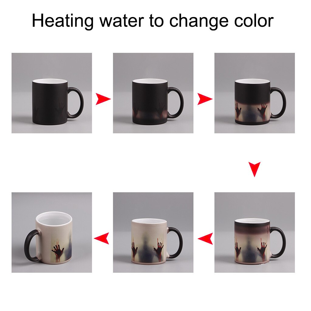 Color Changing Mug Blood Handprint Cup Thermal Color Changing Coffee Cup Beer Mug Tea Glass Whiskey Glass Cups