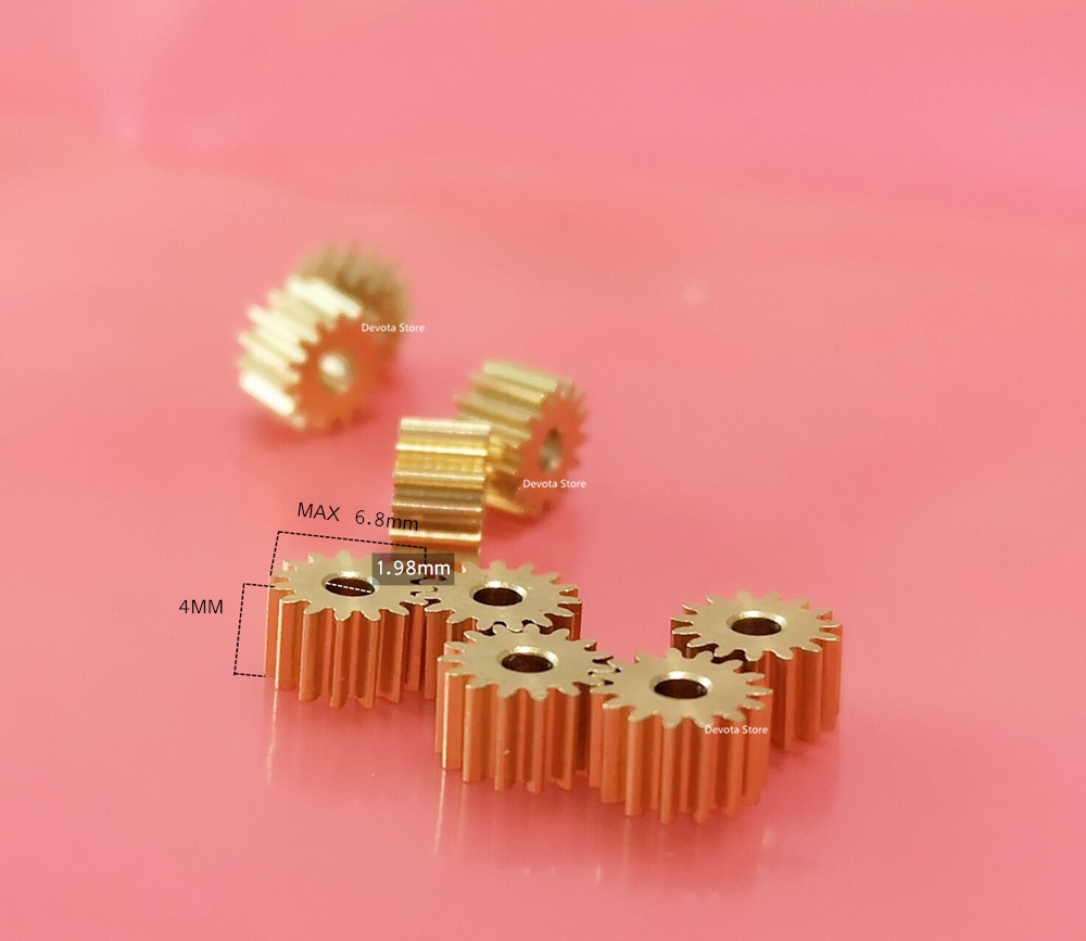 10X 0.4M 15T Kleine Mini Koper Gear 1.98 2 Mm Diameter Voor Speelgoed Auto Rc Vliegtuigen Gear