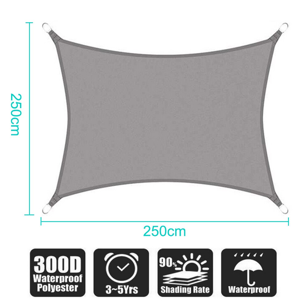 Waterproof Sun Shade Sail Awning Sun Shelter for Outdoor Canopy Garden Patio Camping Tent Large Shade Cloth Sunshade Protection: 250x250cm