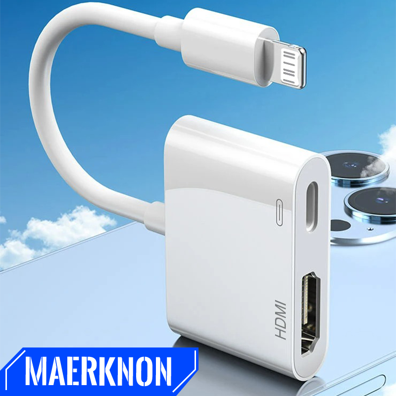 2 In 1 HD 1080P Phone To HDMI-Compatible Projection Cable Adapter With Charging Port No Power Needed Universal Compatibility