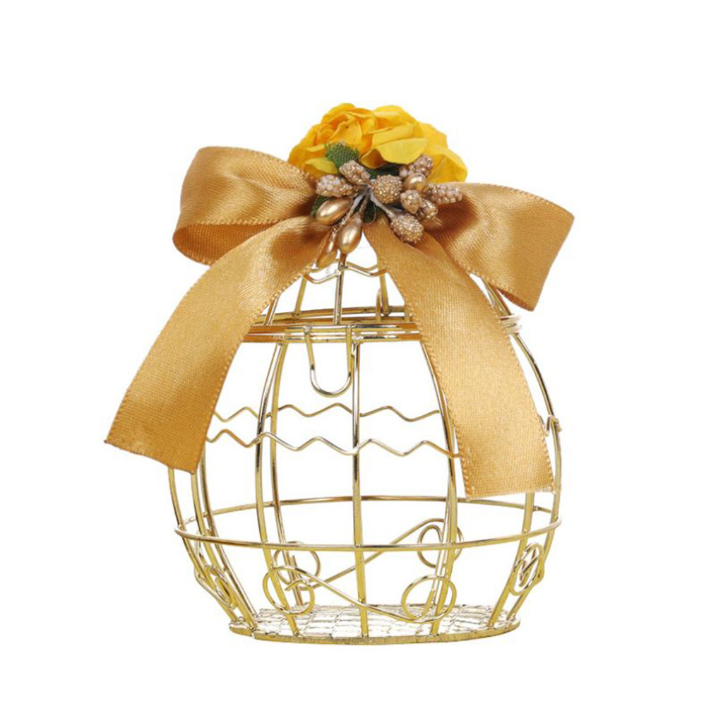 Wedding Decor Candy Box 1PC Gold Hollow Bird Cage Wedding Party Box Container Candy Chocolate Boxes Boxes 0516#30: D