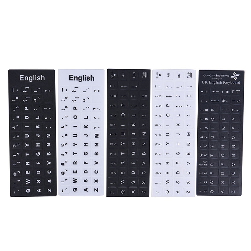 Universele Engels Toetsenbord Vervanging Stickers Huid Wit Op Zwart Geschikt Voor Elke Pc Toetsenbord Of Laptop