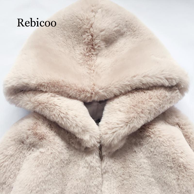 Female Winter Thick Warm Hooded Faux Fur Coat Women Fluffy Oversize Loose Parka Casual Jacket