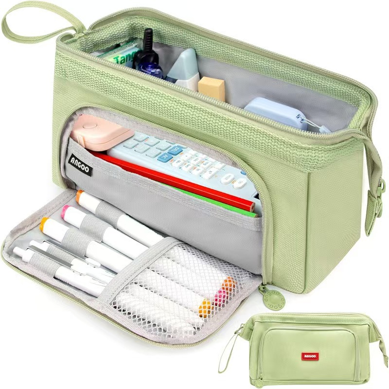 Back To School Pencil Case Large Capacity Student Stationery Case Pencil Bag High Value Cosmetics Bag Multi-function Pencil Case: Light Grey