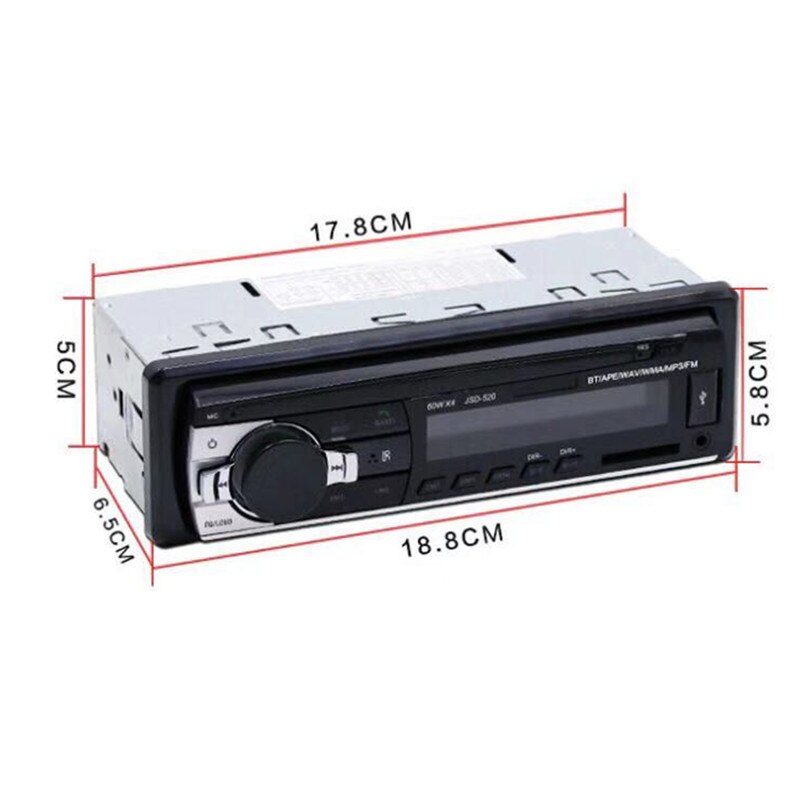 1 DIN Car Radio Audio Bluetooth Stereo MP3 Player 60Wx4 FM Receiver With Remote Control USB/SD/AUX Card In Dash Kit Input
