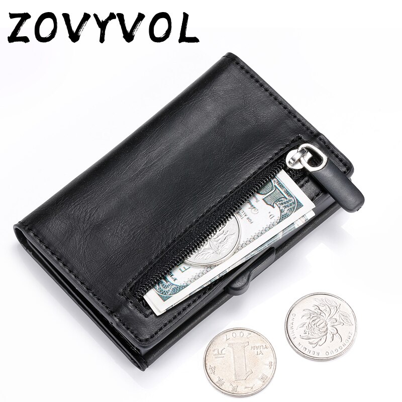 Zovyvol Aluminium Portemonnee Kleine Vrouwen Portemonnee Rfid Blocking Mini Metalen Credit Kaarthouder Automatische Pop Up Card Case Coin portemonnee