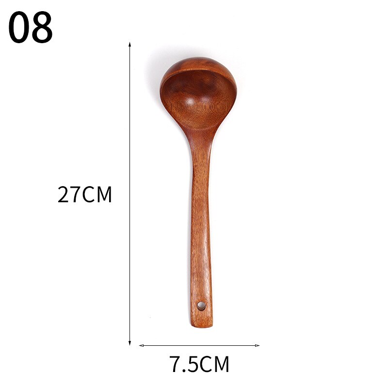 Natural Wood Tableware Spoon Colander Spoon Special Nano Soup Skimmer Cooking Spoon Wooden Kitchen Cooking Tool: 08