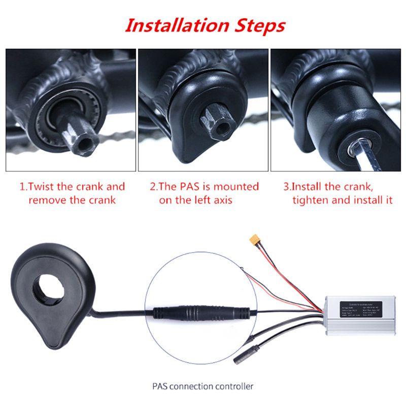 Waterproof Electric Bicycle Pedal Assist Sensor E bike Double Hall 12 Magnet Left/Right Side PAS System DIY eBike Modified Parts