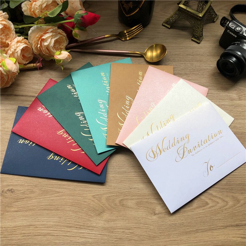 25 Stuks Gold Folie Huwelijksuitnodiging Kaarten Enveloppen Voor 5X7 Inch Bruiloft Kaarten Met Gouden Seals Mailing Envelop