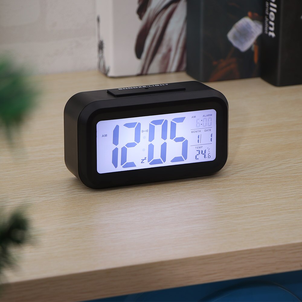 Despertador Digital con pantalla LCD, Sensor de retroiluminación electrónico de tiempo de repetición, luz nocturna, mesa de oficina, estudiante, reloj despertador para niños