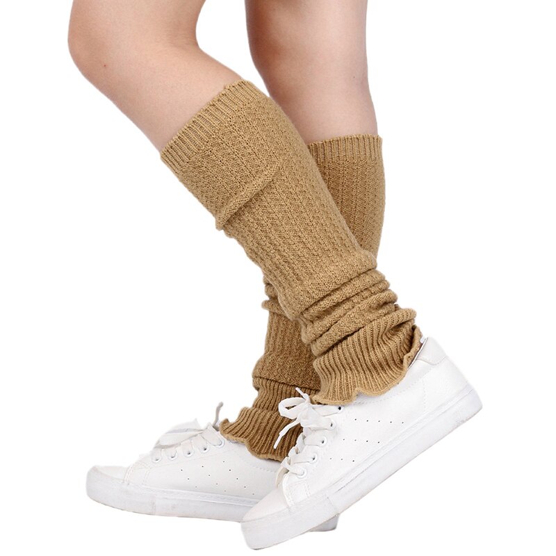 Women's Leg Warmer Soft Knitted Foot Cover Candy Color All-match Warming Boot Stockings 1 Pair Winter Loose Over Knee Socks: Khaki