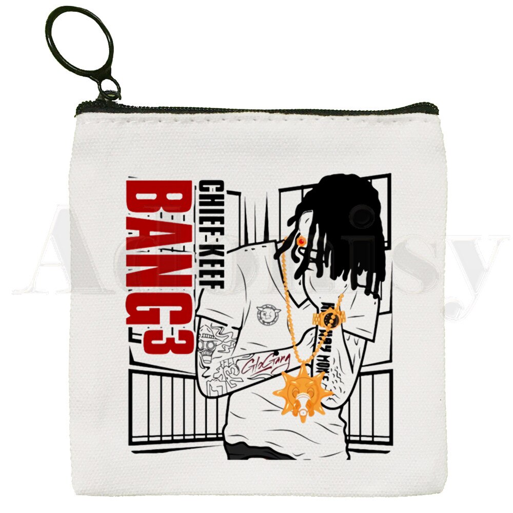 Chief Keef Hip Hop Canvas Bag Pure White Bag, Zipper Bag Coin Bag Coin Bag Clutch Bag: J