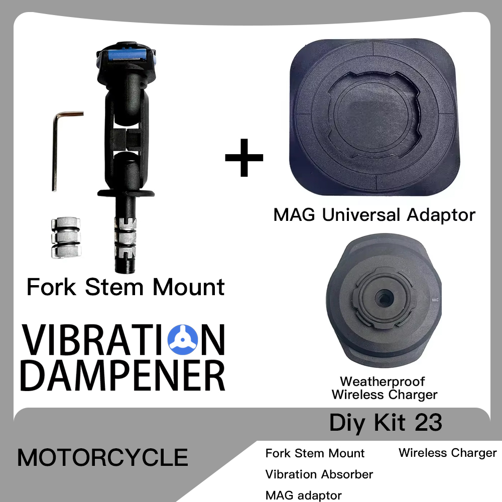 Motorrad Drahtlose Ladegerät Lenker Vorbau Gabel Halterung Telefon Halterung Vibration Dämpfer MAG Universal Adapter Bremse Kupplung: Champagner
