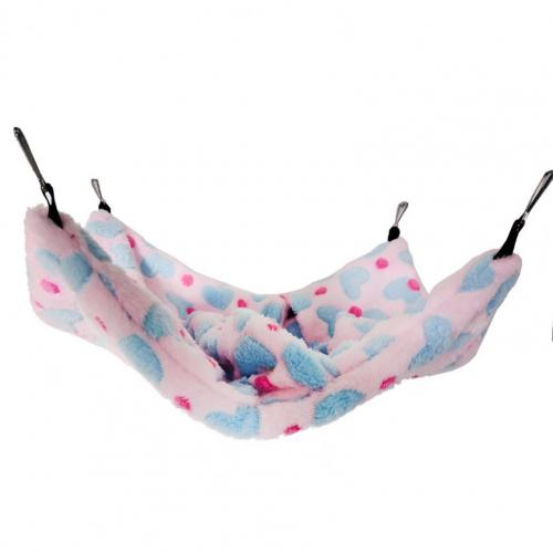 Hamac mignon en peluche douce et chaude pour Hamster, fournitures de nid pour animaux de compagnie, multicolore, petit hamac confortable suspendu: Bleu / S