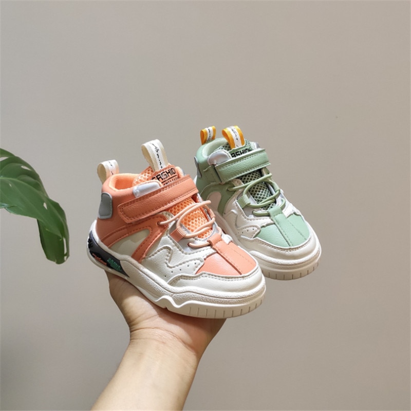 Chaussures pour enfants en cuir véritable filles garçons baskets hautes respirant enfants chaussures anti-dérapant enfant en bas âge bébé chaussures