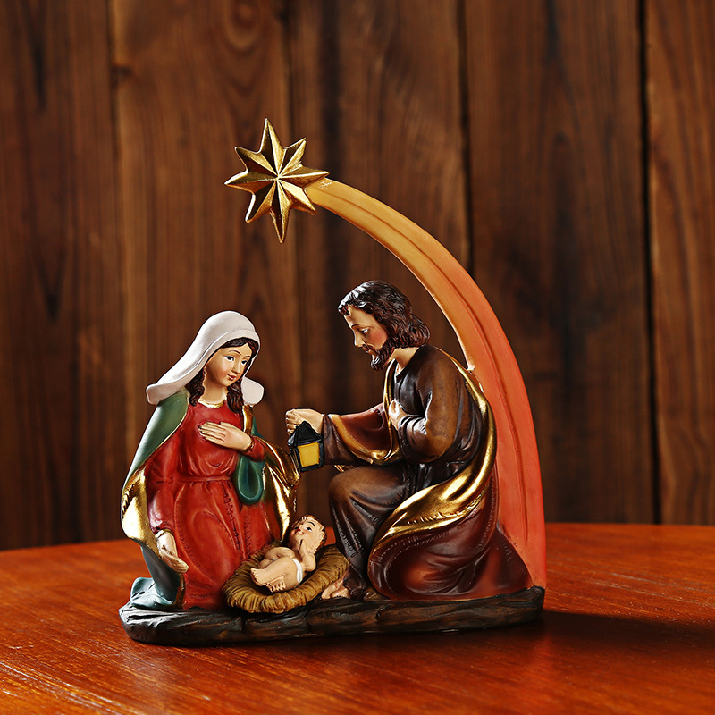Resina creativa, adornos Santos, estatuas cristianas, estatuas católicas, Estatua de la Virgen María, Santa Familia