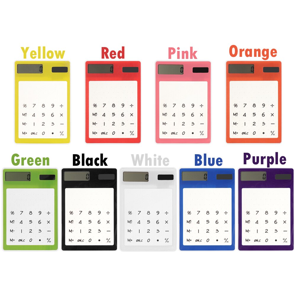 LCD 8 Digit Transparent Solar Calculator Ultra-thin Touch Screen Solar Computer Solar Mini Calculator Office Supplies