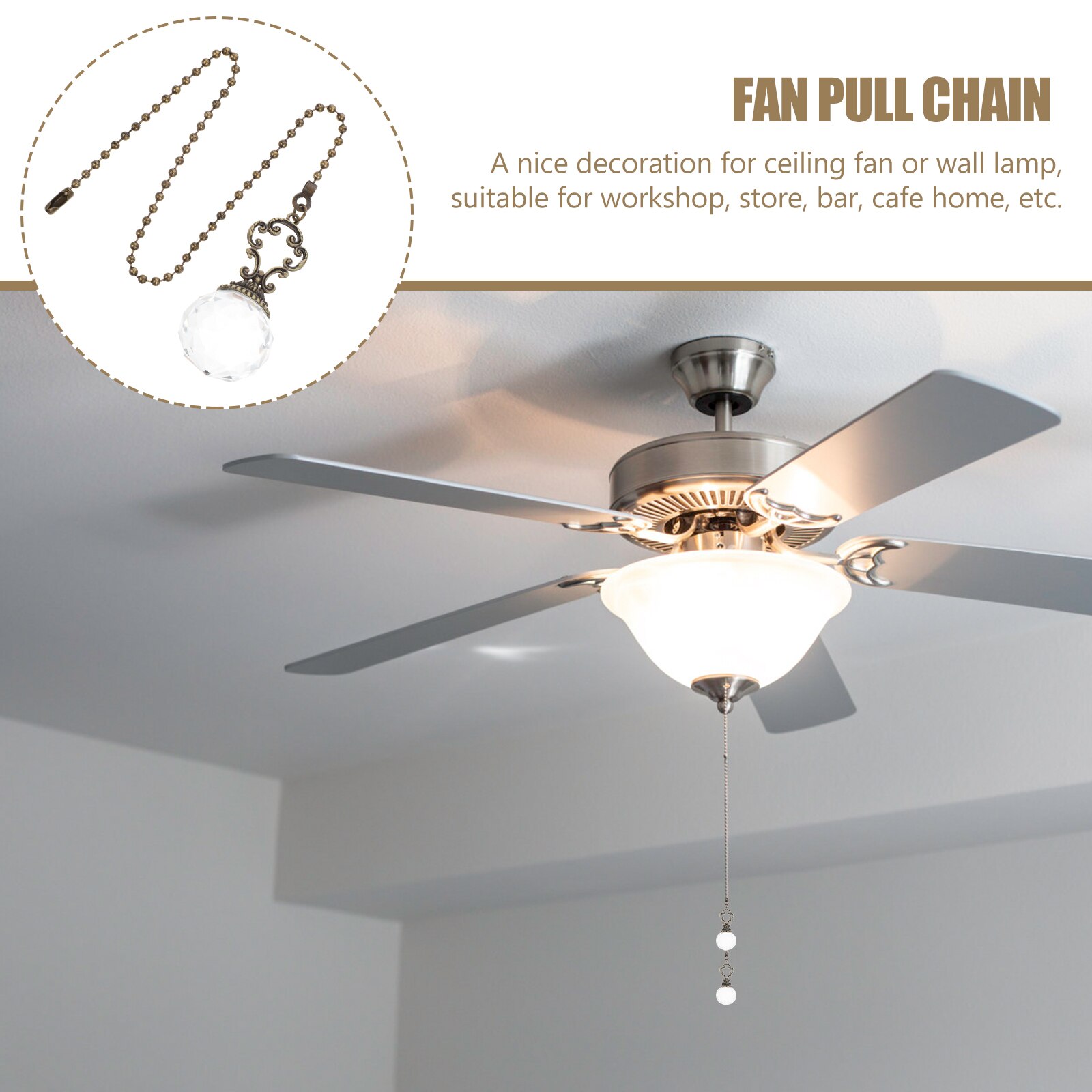 2pcs Ceiling Fan Chain Ceiling Light Chain Extender Lamp Part
