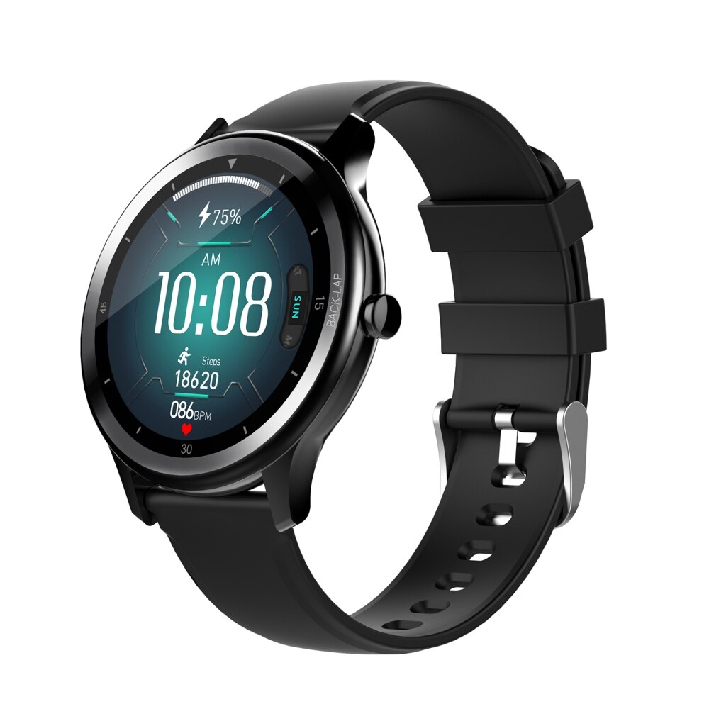 Smart klocka, med meddelande push pulsmätare fitness tracker  ip68 vattentät, android /ios man dam sportklocka: Svart