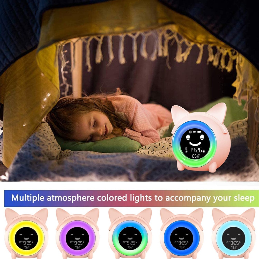 Kids Kinderen Slapen Training Temperatuur Led Licht Lcd Display Wekker Kamer Decoratie Perfect Voor Slaapkamer
