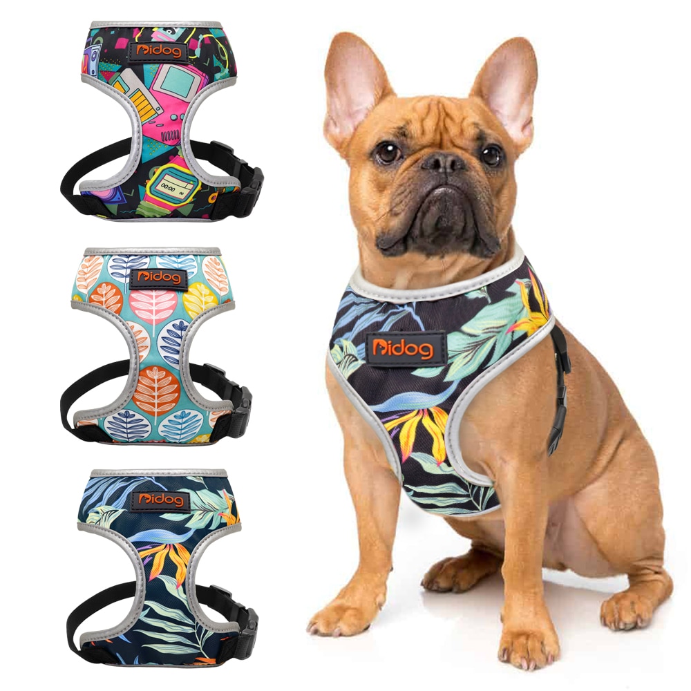 Nylon hund kat sele trykt hvalp små hunde seler vest kæledyrs gang snor til katte fransk bulldog chihuahua yorkshire
