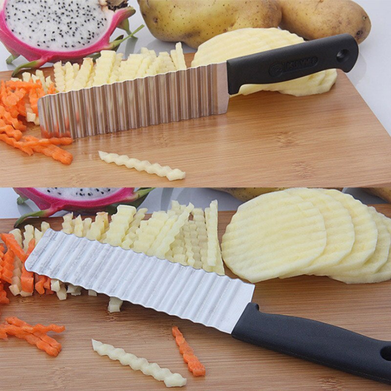 Couteau dentelé vague coupe froissé pour pomme de terre frite acier inoxydable lame dentelée légume fruits trancheuse outil de cuisine
