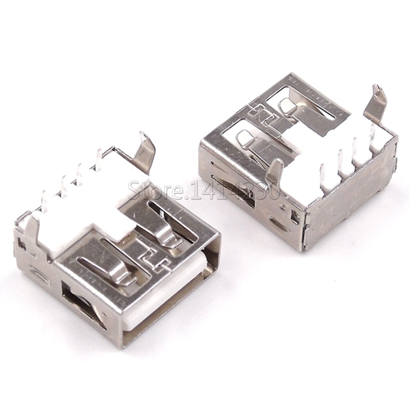 Connecteur USB Type A femelle à souder, prise PCB USB-A type 90 degrés sans bordure, 10 pièces