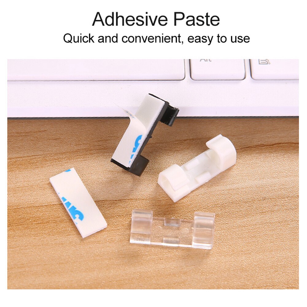 18/20pcs Cable Clips Desktop Organizer Self-Adhesive Cord Management Wire Holder Data Telephone Line Winder Fastener Clamp