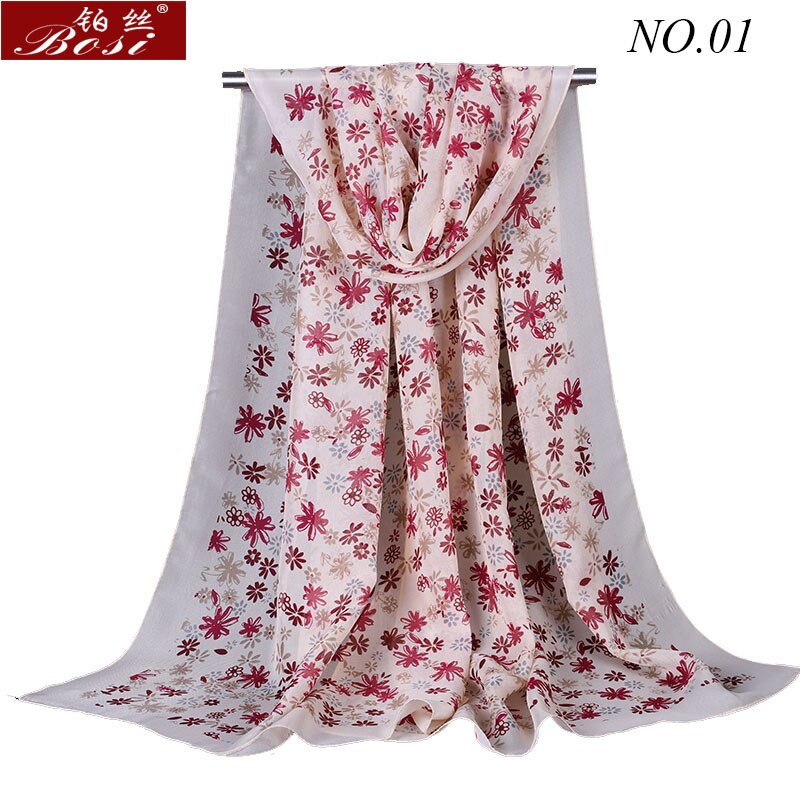 Chiffon sjaal kleine bloem lange omslagdoek voor en omslagdoeken hijab print dames luxe merk sjaals dames