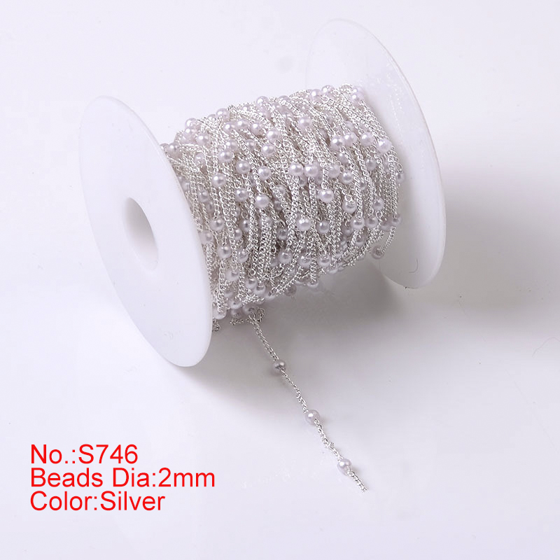 1Meter Beaded Chain Imitation Pearl Chain Copper Necklace Chain Handmade Accessories for Jewelry Making Components Crafts DIY: Red