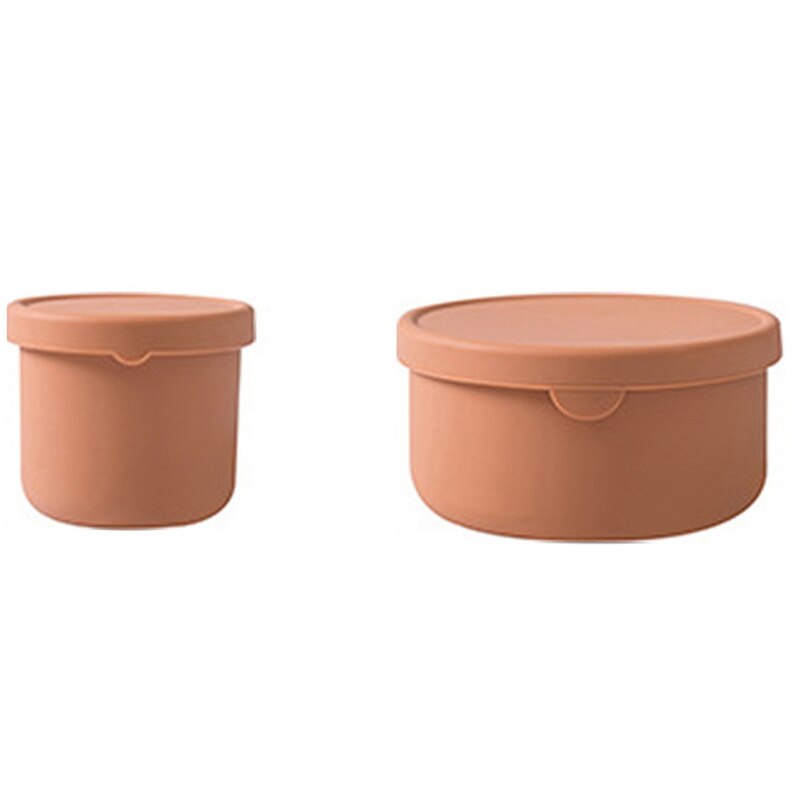 2PCS Sealed Lid Silicone Food Storage Container for Kitchen Lunch Box Meal Container: Auburn