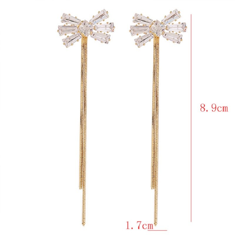 Exknl Zinc Alloy Trendy Butterfly Women Dangle Earrings For Women Korean Long Crystal Earrings Feminine Tassels Grape Jewel