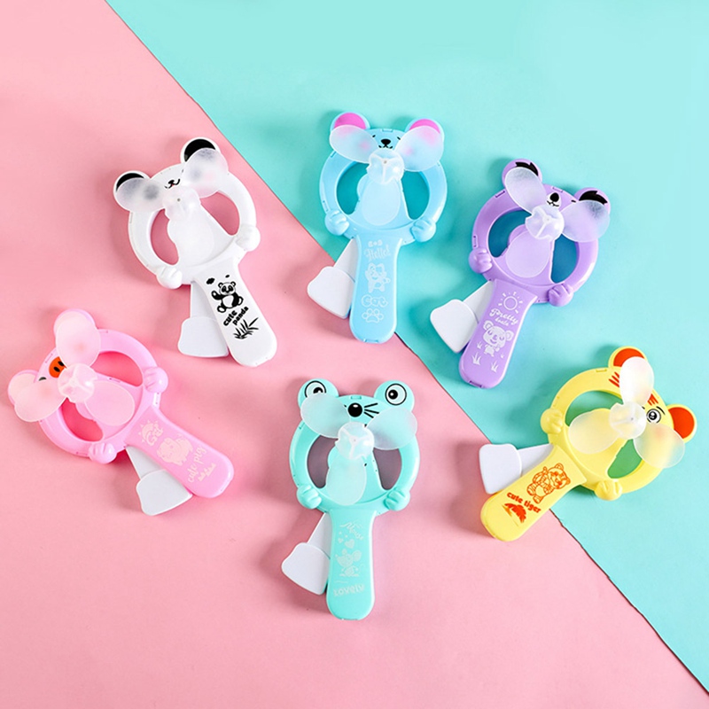 1PC Kids Mini Portable Cartoon Cubs Hand Pressure Fan Page Manual Handheld Summer Mini Cooling Air Conditioner for Children