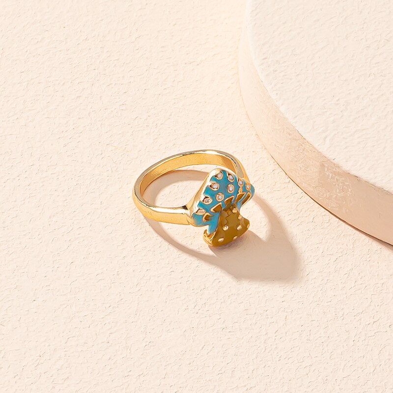 Pilzringe für damen, boho-pilzring, süßer Ring Ich bin koreanischen stil, schlichter partyring-schmuck