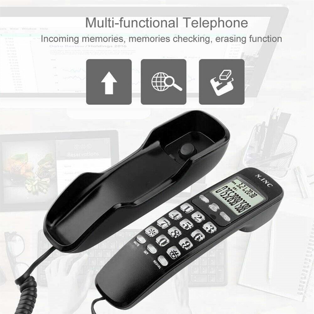 Callback Call Memory Home Office Mini Portable Caller ID Business Ringtone Adjustment Corded Telephone Landline LCD Display