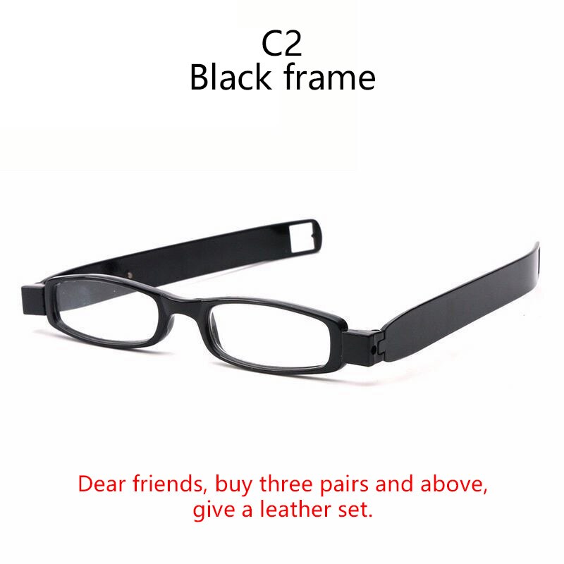 Lunettes de lecture en plastique pour hommes et femmes, avec aimant rotatif, portables, pliables, pour presbytes, en résine HD, 360: +200 / C2