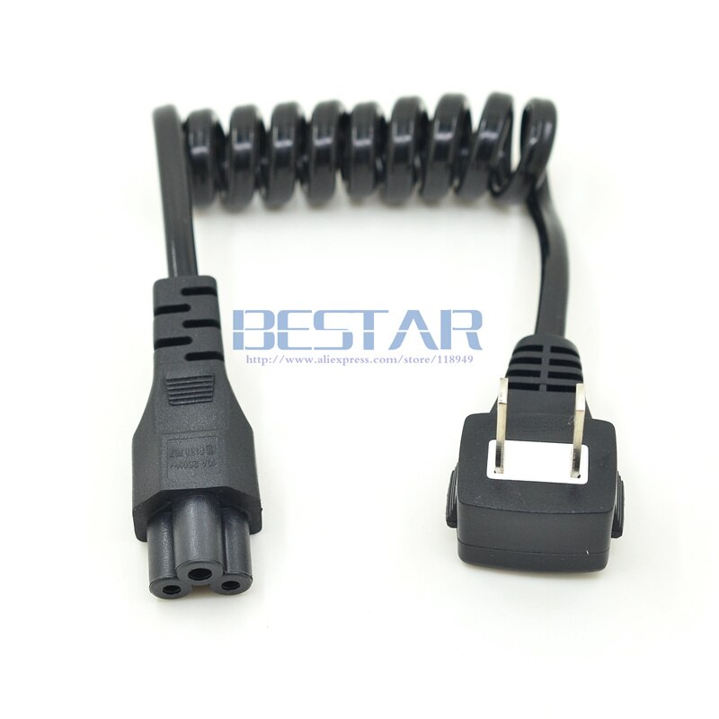 NEMA 1-15P 2 Pin Elbow plug IEC 320 C5 Cloverleaf Spring Retractable Power short Cable cord For AC Adapter Laptop Notebook