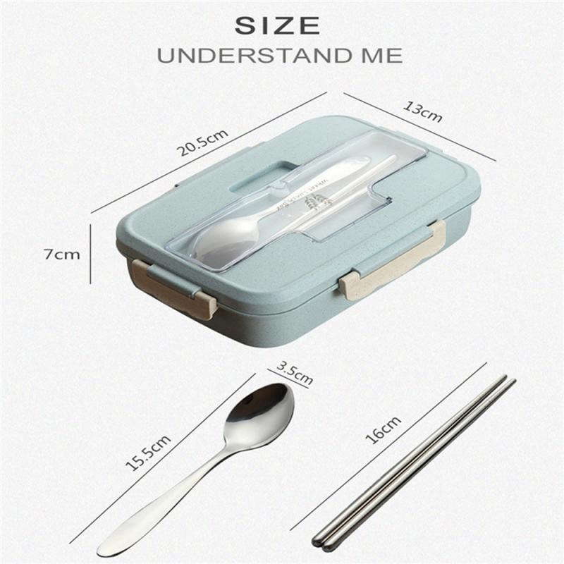 Microwave Lunch Box Wheat Straw Korean Bento Box Portable Bento Box With Cutlery
