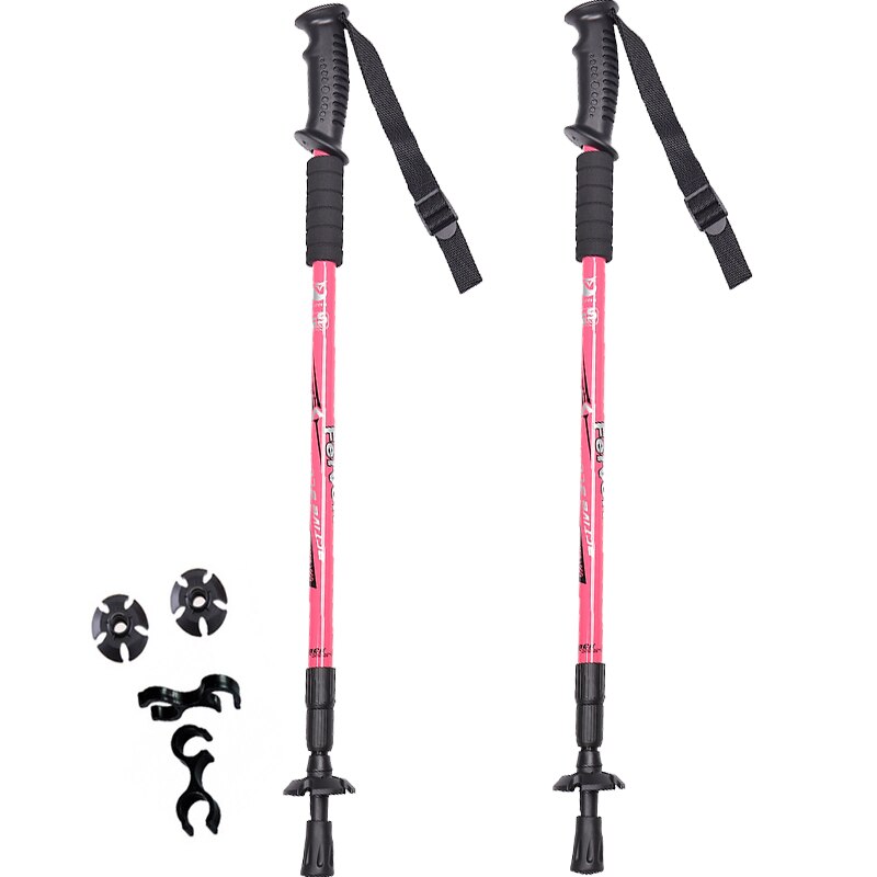 Nordic Walking Sticks, 2 Units Per Lot, Adjustable Trekking Sticks, Scandinavian Telescopic Walking Sticks, Anti-shock Walking: Pink