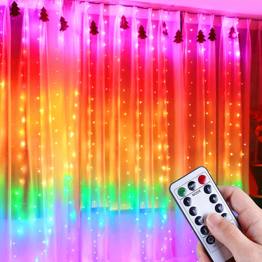 3M LED Christmas Fairy String Lights Rainbow Curta... – Grandado