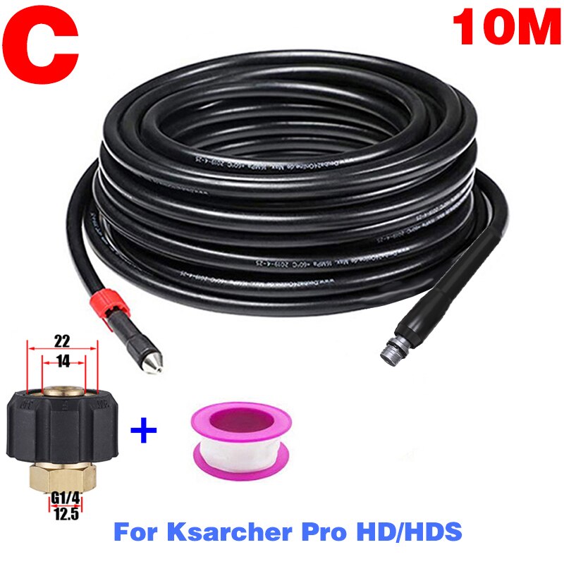 Tuyau de nettoyage de canalisations de furet de ROUE, tuyau d&#39;évacuation d&#39;eau pour Karcher Bosch Nilfisk Parkside, accessoires de lavage: C