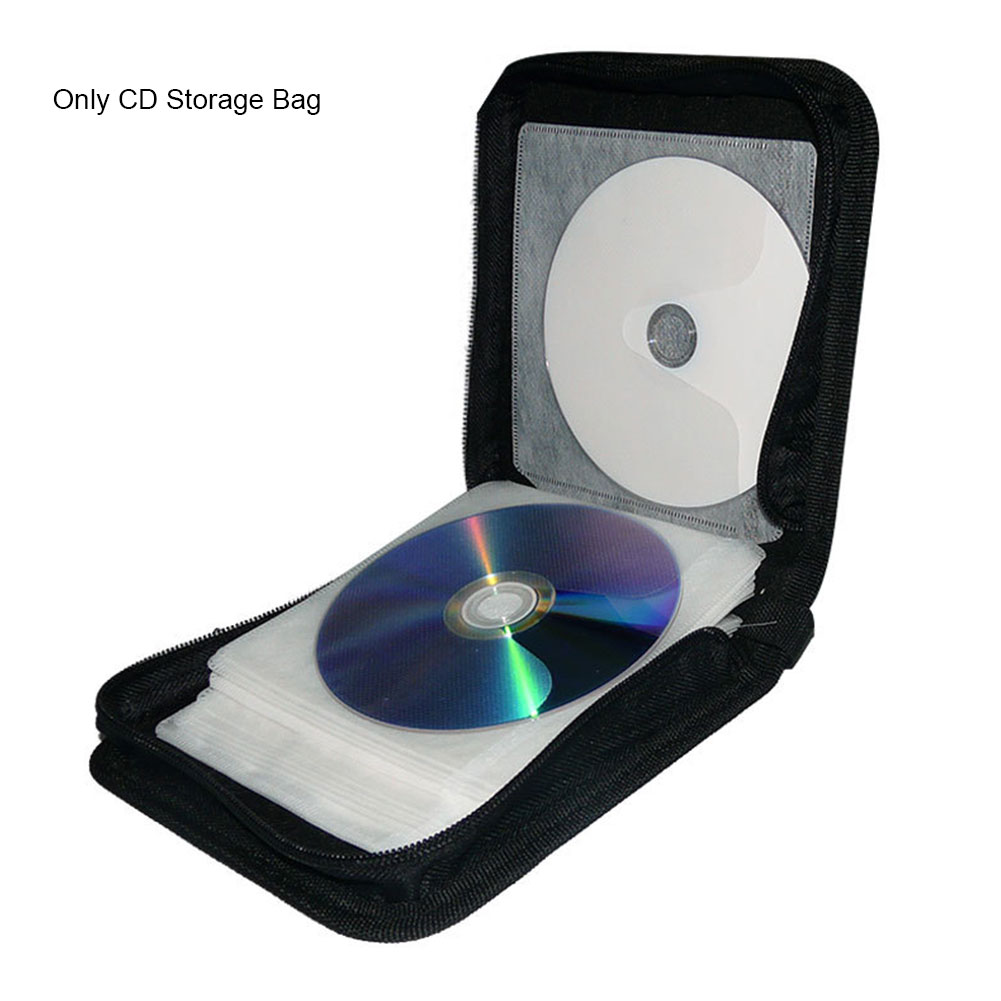Hard CD Bag Sleeve DVD Organizer Box Holder Black Double-side Zipper Album 40 Disc Wallet Storage Case Home