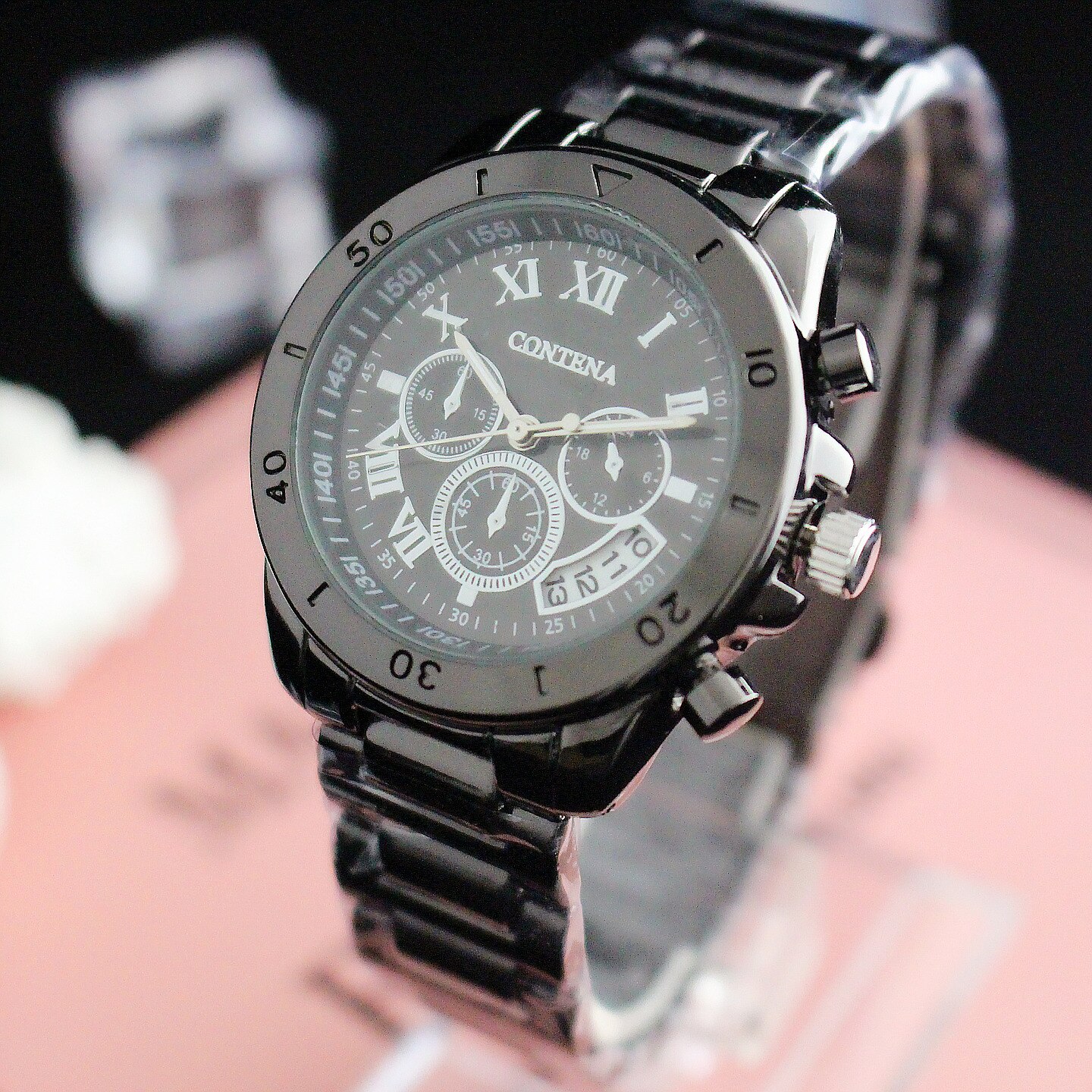 Zegarek damski montre femme Frauen Uhren Damen Quarzuhr Relogio Feminino Original Berühmte Contena Genf Uhr: black