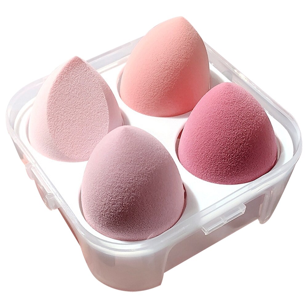 4Pcs/box Makeup Blender Cosmetic Puff Makeup Sponge with Storage Box Foundation Powder Sponge Make Up Brush Beauty Tools: pink
