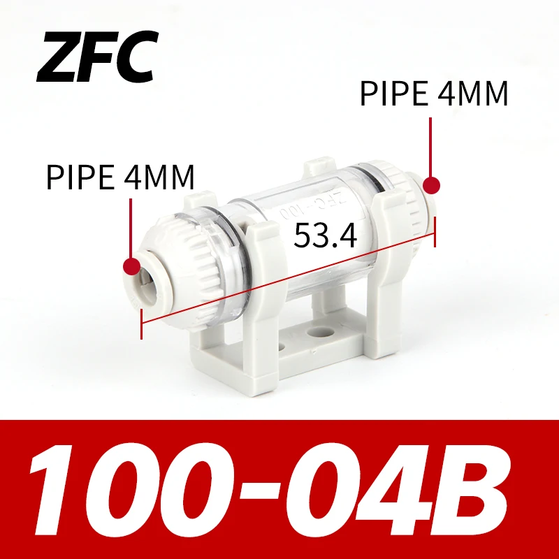 Filtro de vacío neumático de tubería ZFC en línea, elemento de fibra extraíble para ventosa de aire AZFC100 AZFC200 ZFC100-06B ZFC200-08B: Transparente