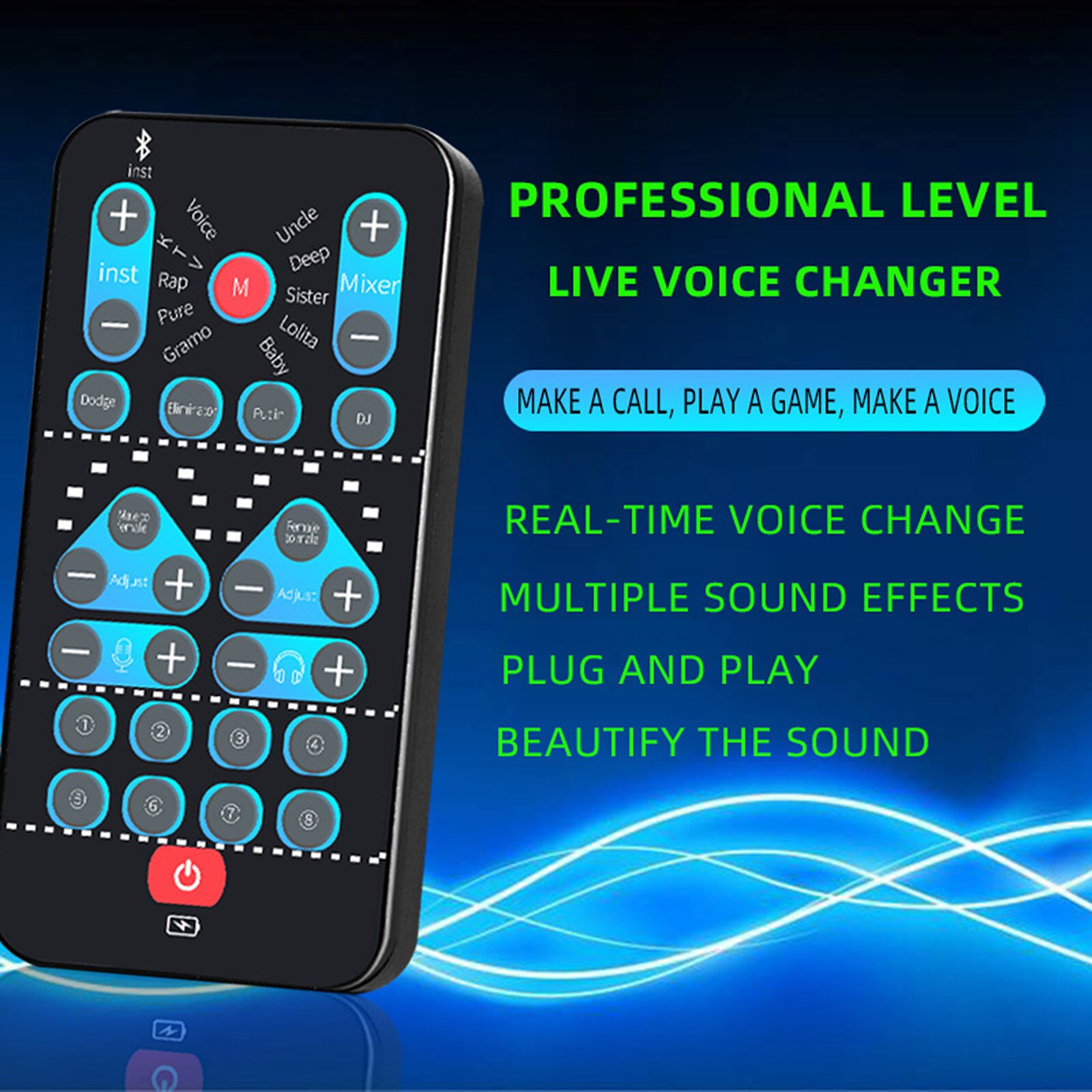Voice Changer Mini Portable 10 Voice Changing Modulator with Adjustable Voice Functions Phone Computer Sound Card Mic Tool