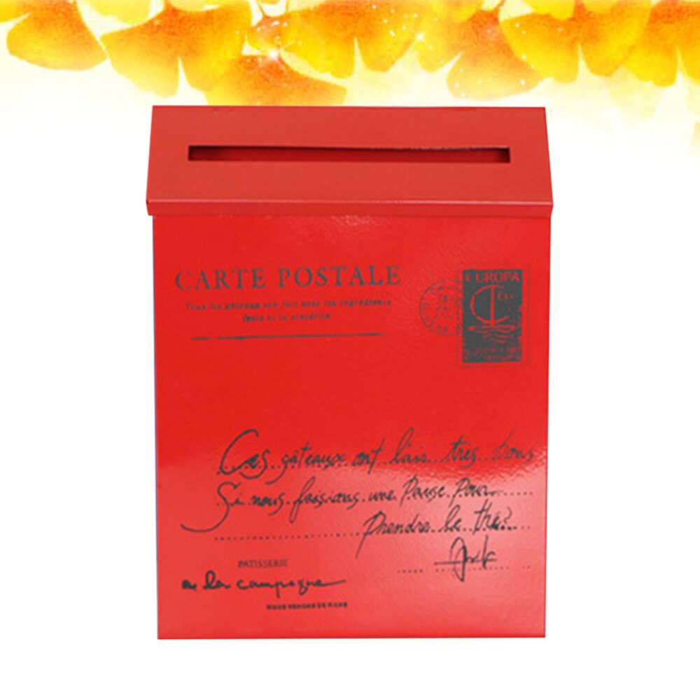 Post Box Mailbox Home Wall Decoration Ornament Photo Prop(Beige White): Red