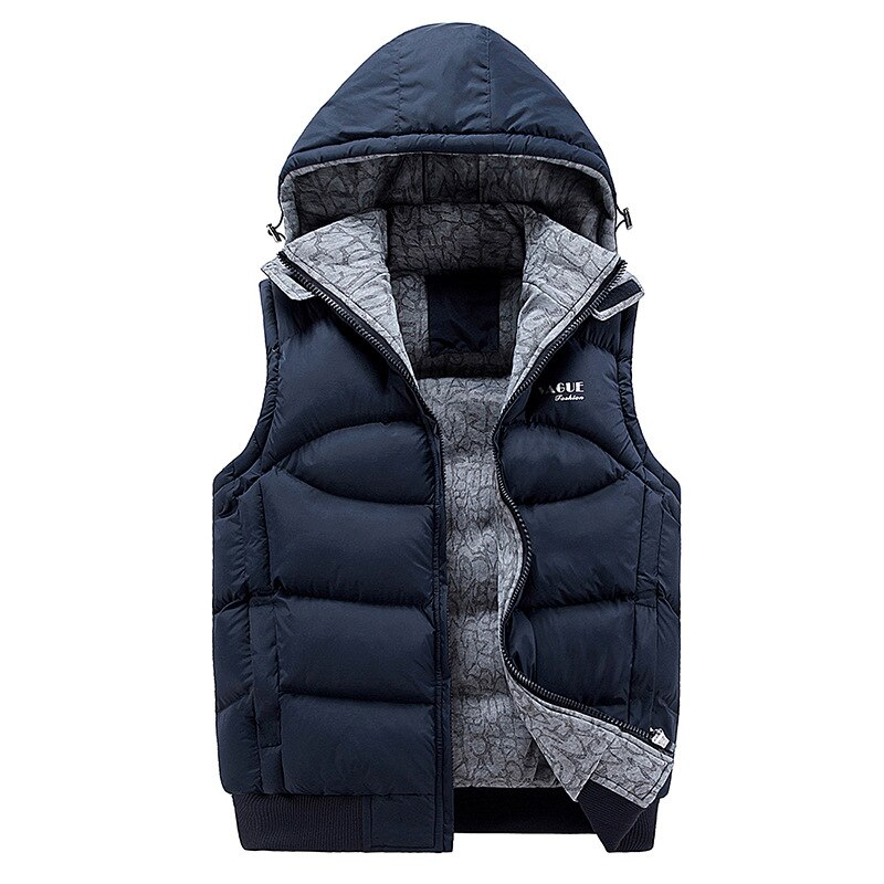 Mode Mouwloze Jas Mannen Verdikking 100% Katoenen Vest Hoed Hooded Warm Vest Winter Vest Mannen Casual Windjack: 2 / XL
