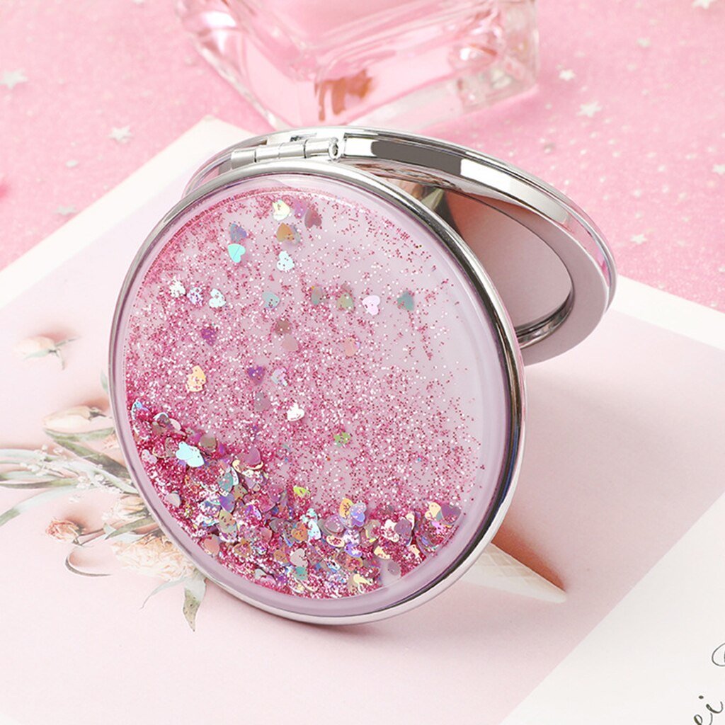 Travel Compact Dubbelzijdig Make-Up Spiegel Draagbare 2X Vergrootglas Folding Spiegel Voor Vrouwen Meisjes, Zakformaat